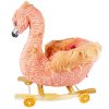 Balansoar pentru bebelusi, Flamingo, lemn + plus, cu rotile, roz, 66 cm - imagine 2