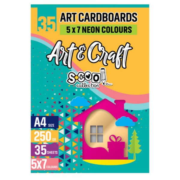 Carton color A4, 250g, 35 coli, 7 culori neon/set - S-COOL - imagine 3