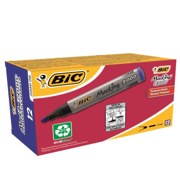 Marker permanent 2000 albastru 12/cutie - BIC - imagine 2