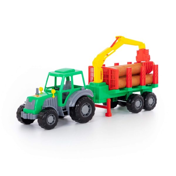 Tractor cu remorca + lemne - Altay, 61x17x25 cm, Polesie - imagine 2
