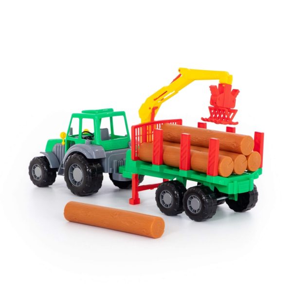 Tractor cu remorca + lemne - Altay, 61x17x25 cm, Polesie - imagine 3