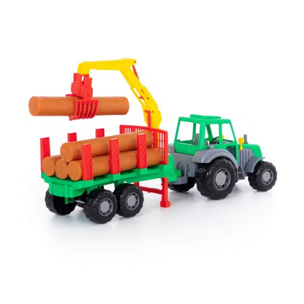 Tractor cu remorca + lemne - Altay, 61x17x25 cm, Polesie - imagine 4