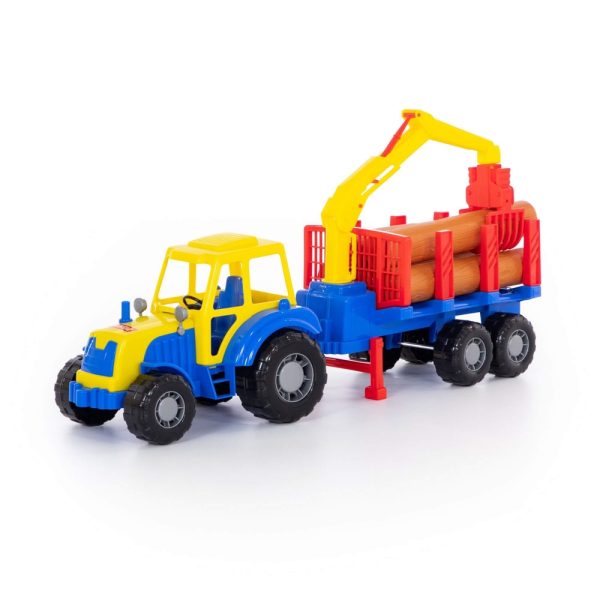 Tractor cu remorca + lemne - Altay, 61x17x25 cm, Polesie - imagine 6