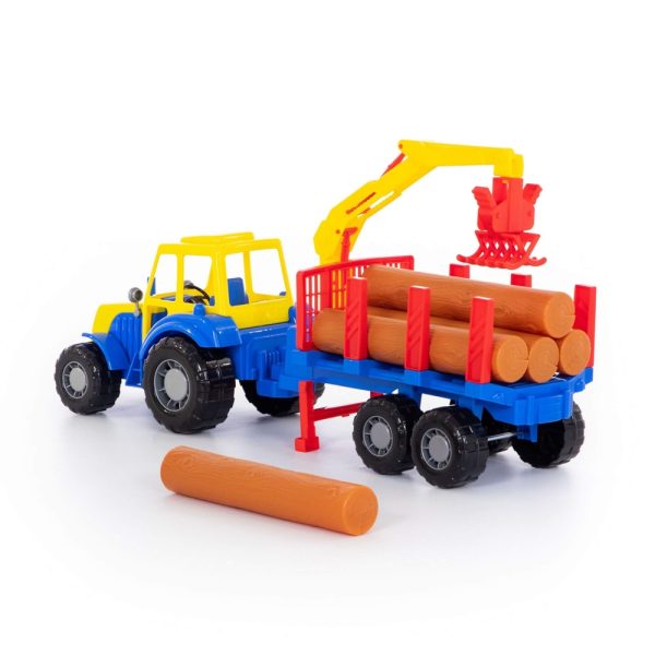 Tractor cu remorca + lemne - Altay, 61x17x25 cm, Polesie - imagine 7
