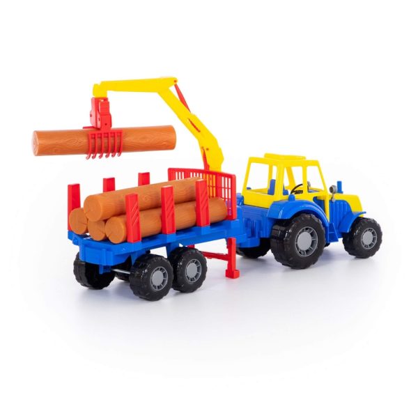 Tractor cu remorca + lemne - Altay, 61x17x25 cm, Polesie - imagine 8