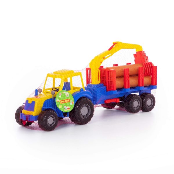 Tractor cu remorca + lemne - Altay, 61x17x25 cm, Polesie - imagine 9