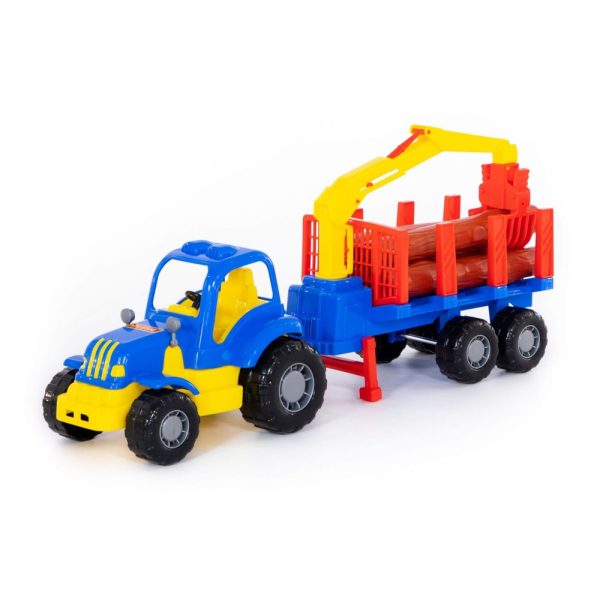 Tractor cu remorca + lemne - Hardy, 47x13x20 cm, Polesie - imagine 2