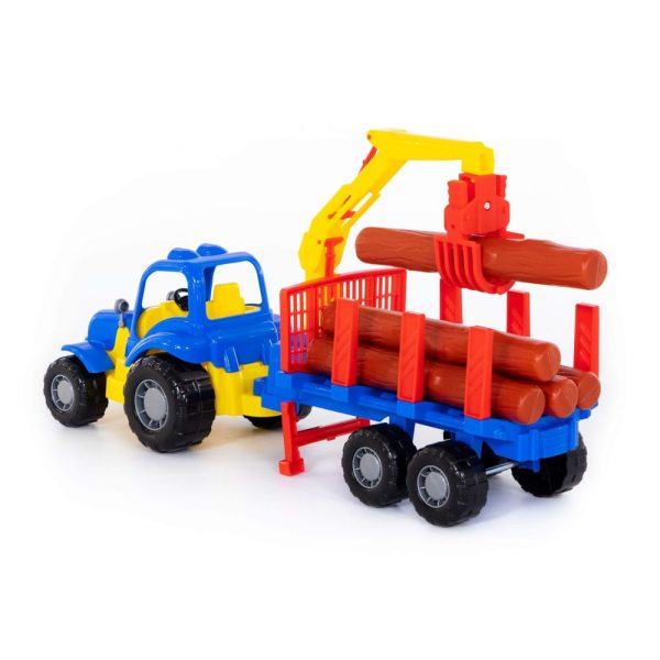 Tractor cu remorca + lemne - Hardy, 47x13x20 cm, Polesie - imagine 3