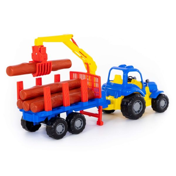 Tractor cu remorca + lemne - Hardy, 47x13x20 cm, Polesie - imagine 4
