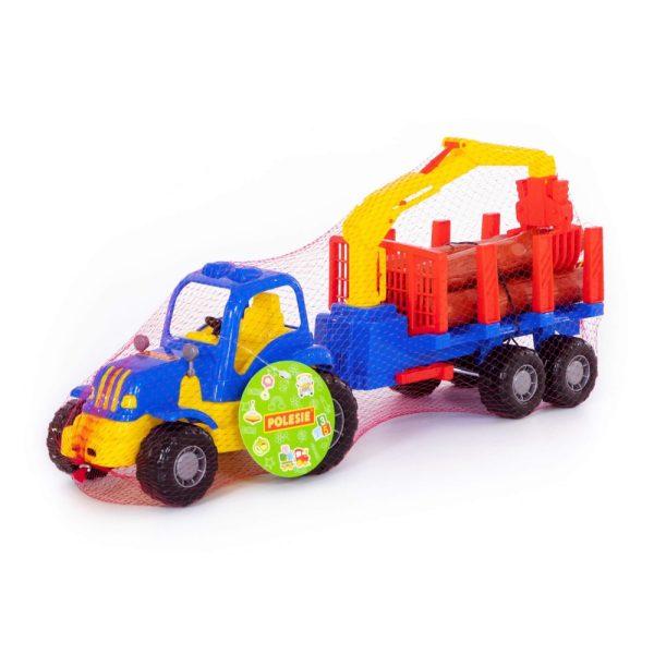 Tractor cu remorca + lemne - Hardy, 47x13x20 cm, Polesie - imagine 5