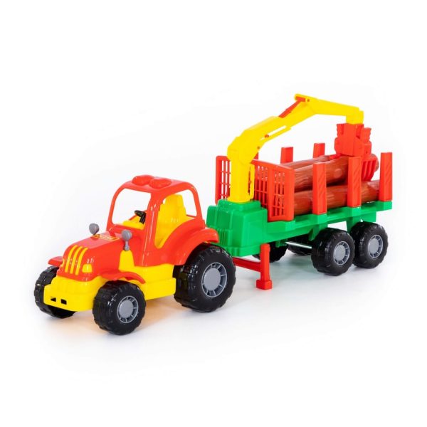 Tractor cu remorca + lemne - Hardy, 47x13x20 cm, Polesie - imagine 6