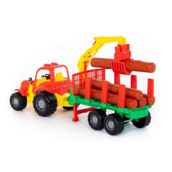 Tractor cu remorca + lemne - Hardy, 47x13x20 cm, Polesie - imagine 7
