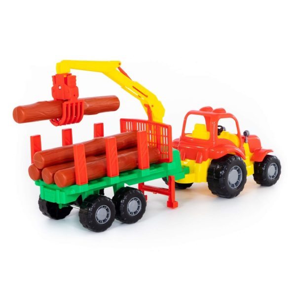 Tractor cu remorca + lemne - Hardy, 47x13x20 cm, Polesie - imagine 8