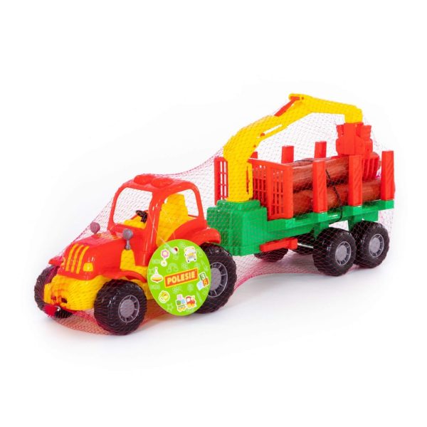 Tractor cu remorca + lemne - Hardy, 47x13x20 cm, Polesie - imagine 9