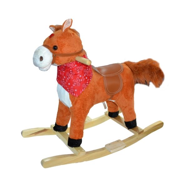 Calut balansoar, lemn + plus, roz/caramiziu/maro, 60 cm - imagine 3