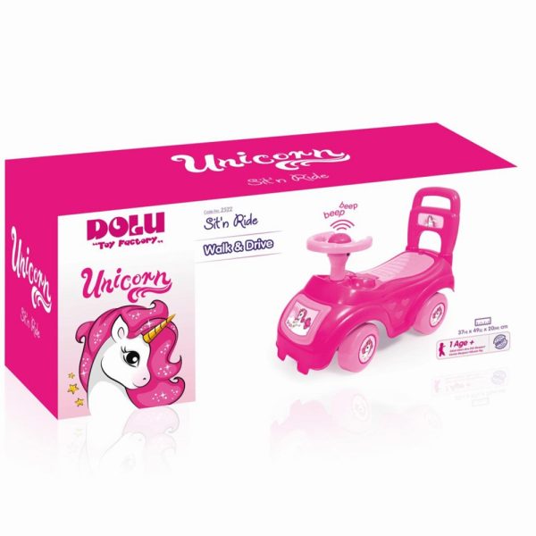 Masinuta fara pedale/roz Unicorn 37x48x21cm - Dolu - imagine 4