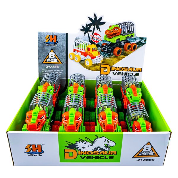 Masinute Dinozauri, cu frictiune, 8 buc/set - imagine 3