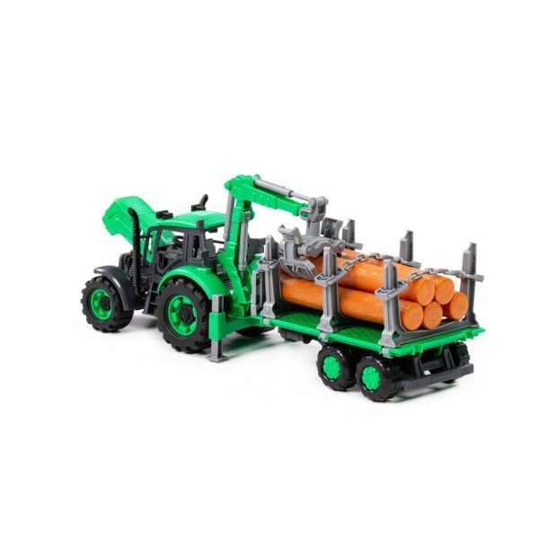 Tractor cu remorca lemne - Progresso, 40x11.5x17  cm, Polesie - imagine 4