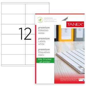 Etichete 105x46mm, 12/A4, 100/top, colturi rotunde - TANEX