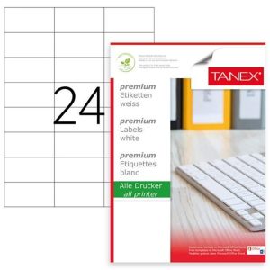 Etichete 70x37.125mm, 24/A4, 100/top, colturi rotunde - TANEX