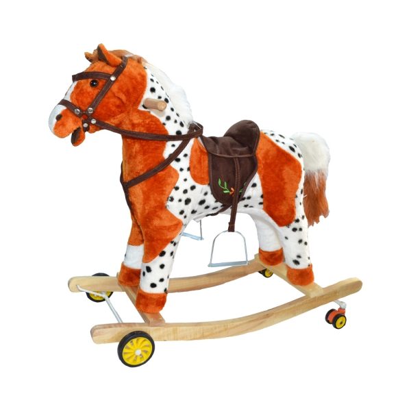 Calut balansoar, lemn + plus, cu rotile, 74 cm - imagine 2