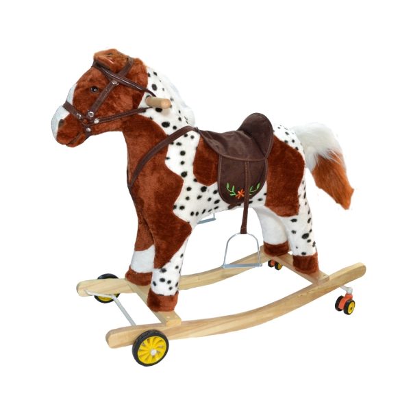 Calut balansoar, lemn + plus, cu rotile, 74 cm - imagine 3