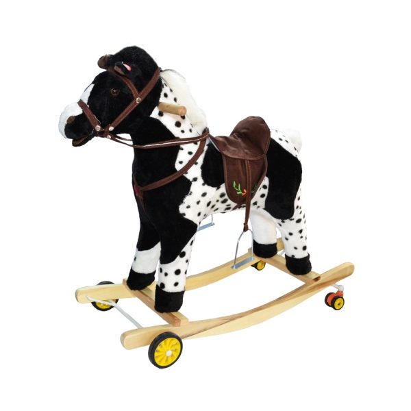 Calut balansoar, lemn + plus, cu rotile, 74 cm - imagine 4