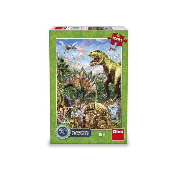 Puzzle neon Dinozauri, 100 piese - DINO TOYS - imagine 2