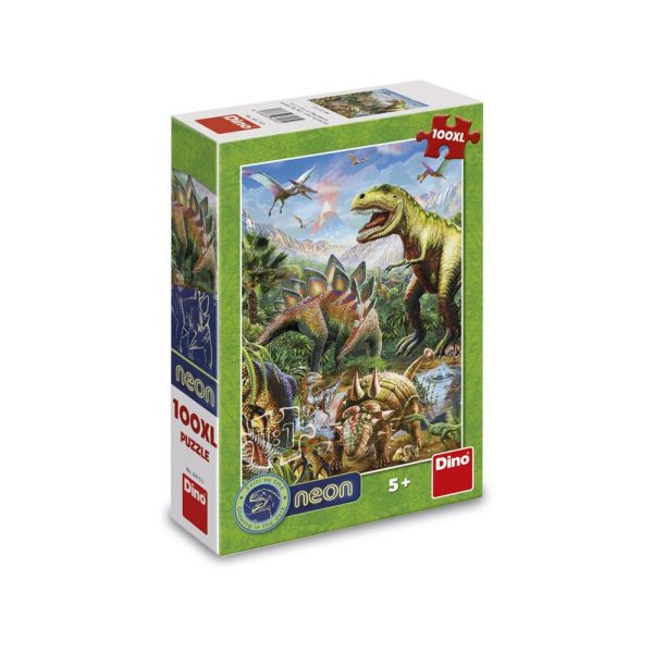 Puzzle neon Dinozauri, 100 piese - DINO TOYS - imagine 3
