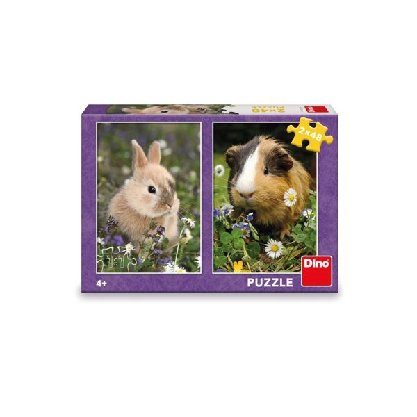 Puzzle Iepurasul si Porcusorul de Guinea, 2x48 piese - DINO TOYS - imagine 2