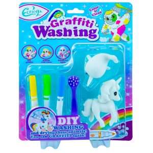 Set creativ, Animalute care pot fi desenate si spalate, 2 buc/set