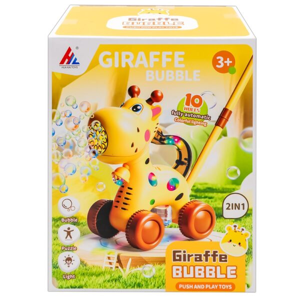 Jucarie de impins cu baloane de sapun, baterii, Girafa - imagine 3