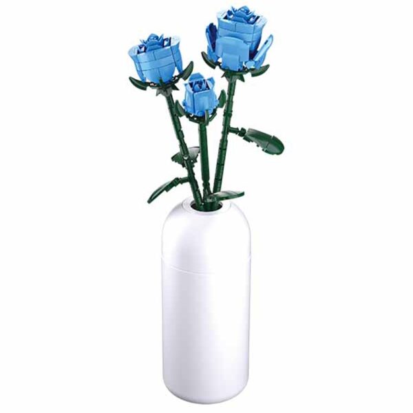 Set de Constructie Flowers, 238 piese, Trandafir Albastru - Sluban - imagine 2