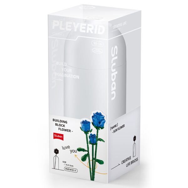 Set de Constructie Flowers, 238 piese, Trandafir Albastru - Sluban - imagine 3