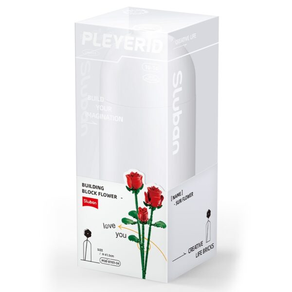 Set de Constructie Flowers, 258 piese, Trandafir Rosu - Sluban - imagine 3