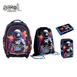 Set Micul Scolar: Ghiozdan, Penar echipat, Sac Sport, Portofel, Dream Big - S-COOL