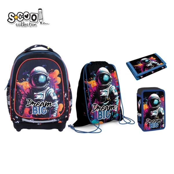 Set Micul Scolar: Ghiozdan, Penar echipat, Sac Sport, Portofel, Dream Big - S-COOL