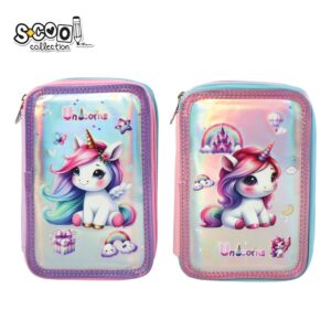 Penar 3 fermoare, FANCY UNICORN, 19.5x12x6.5 cm - S-COOL
