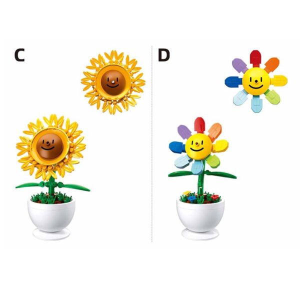 Set de constructie Flowers, 6 modele/display, Plante in ghiveci - Sluban - imagine 4
