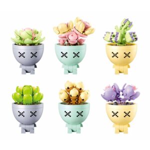 Set de constructie Flowers, 6 modele/display, Plante in ghiveci - Sluban