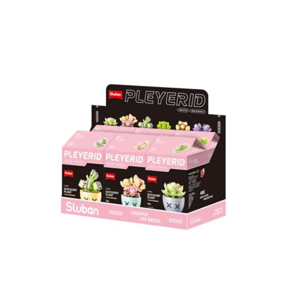 Set de constructie Flowers, 6 modele/display, Plante in ghiveci - Sluban - imagine 2