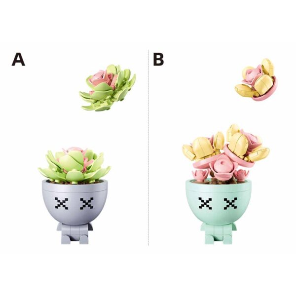 Set de constructie Flowers, 6 modele/display, Plante in ghiveci - Sluban - imagine 3