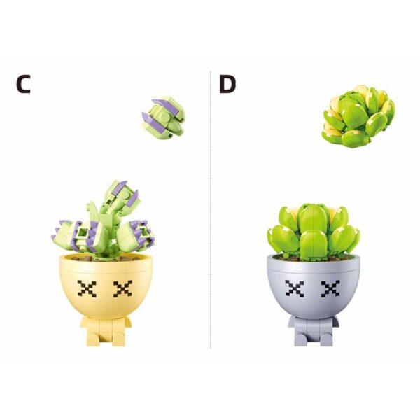 Set de constructie Flowers, 6 modele/display, Plante in ghiveci - Sluban - imagine 4
