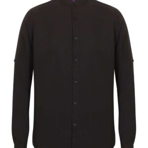 Model MEN'S MANDARIN SHIRT WITH ROLL-TAB SLEEVE HN592