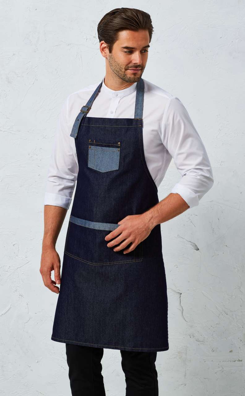 Model 'DOMAIN' CONTRAST DENIM BIB APRON PR127 - Image 2