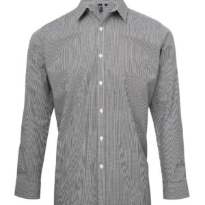 Model MEN'S LONG SLEEVE GINGHAM COTTON MICROCHECK SHIRT PR220