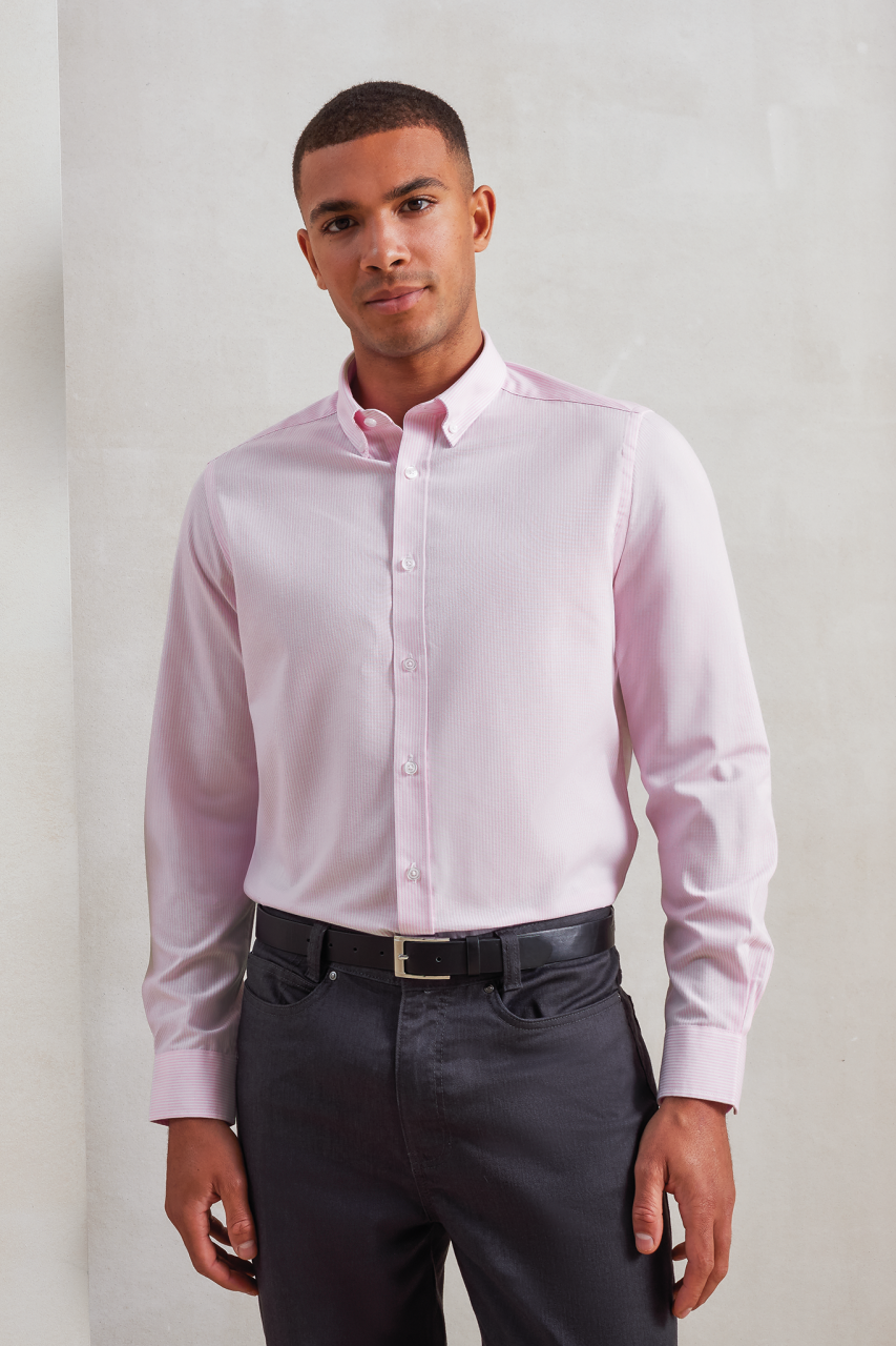 Model MEN’S COTTON RICH OXFORD STRIPES SHIRT PR238 - Image 2