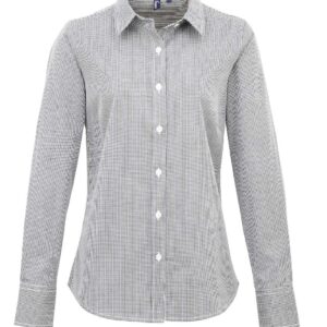 Model WOMEN'S LONG SLEEVE GINGHAM MICROCHECK SHIRT PR320