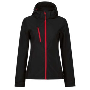 Model WOMEN'S VENTURER 3 LAYER HOODED PRINTABLE SOFTSHELL JACKET RETRA702