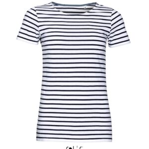 Model SOL'S MILES WOMEN - ROUND NECK STRIPED T-SHIRT SO01399